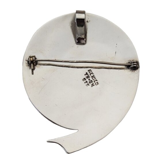 Mexico TH-24 925 Sterling Silver Abalone Inlay Snail Spiral Brooch Pendant L48 - Picture 6 of 9